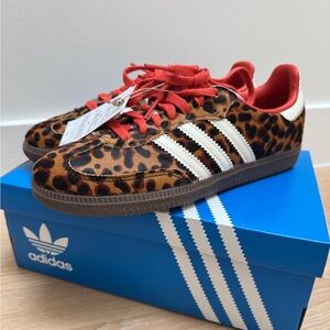 Adidas Leopard Samba Sneakers - Red and Brown